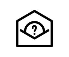 correio com ícone de logotipo de vetor monoline ponto de interrogação. sinal plano isolado no fundo branco. ilustração de arquivo editável.