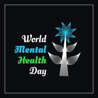 dia mundial da saúde mental. árvore abstrata, folhas e flores. modelo para o design de um logotipo, promoção, apresentação, folheto, banner. vetor