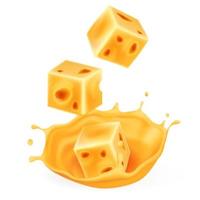 conjunto realista de pedaços de queijo com buracos. ilustração vetorial vetor
