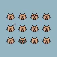 expressões faciais ícones de gato vetor