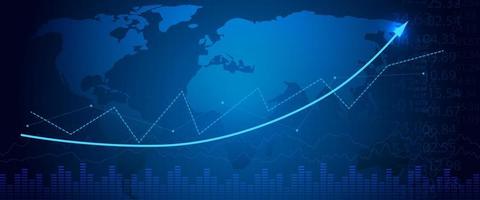 fundo de crescimento econômico, mapa do mundo e gráfico, finanças bancárias. vetor