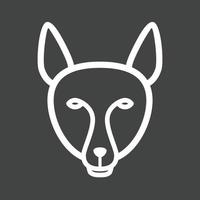ícone invertido de linha de rosto de raposa vetor