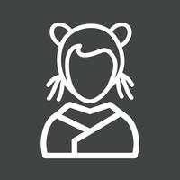 ícone invertido de linha de menina asiática vetor