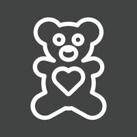 ícone invertido de linha de urso de pelúcia vetor
