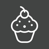 ícone invertido de linha de cupcake de cereja vetor