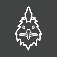 ícone invertido de linha de rosto de galinha vetor