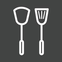 linha de utensílios de cozinha ícone invertido vetor
