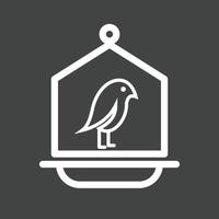 pássaro no ícone invertido da linha da casa do pássaro vetor