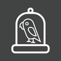 pássaro no ícone invertido de linha de gaiola vetor