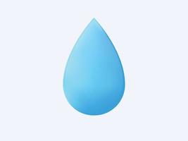gota de água 3D isolada. forma de lágrima líquida azul pura frescura transparente close-up forma geométrica de reflexões de ambiente eco mineral com pingando símbolo vetorial legal. vetor