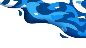 fluxo de onda azul futurista gradiente isolado no fundo branco. azul colorido, acenando, salpicos de líquido, manchas abstratas de água ou lagoa cenário gráfico ilustração vetorial vetor