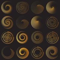 conjunto de ícones de espiral de vórtice dourado vetor