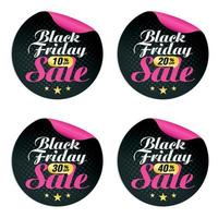 conjunto de adesivos de venda de sexta-feira negra com bolha 10, 20, 30, 40 off vetor