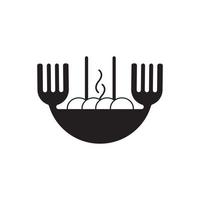 colher de garfo de tigela de arroz e pauzinhos para ícones de comida ou logotipos, restaurantes. vetor