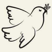 pomba de arte de linha. desenho de logotipo de pombo voador. ilustração em vetor preto e branco. bom para cartão, banner, panfleto e pôster