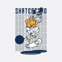 skate de ilustração com personagens de logotipo vetor