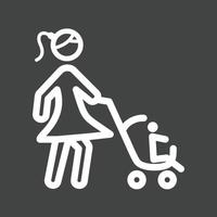mãe andando ícone invertido de linha de bebê vetor