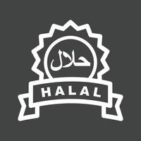 linha de adesivo halal ícone invertido vetor