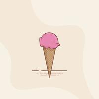 modelo de sorvete rosa em design de desenho animado com cone para design de publicidade de bebidas vetor