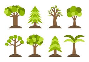 Vetor de ícones de árvores diferentes grátis