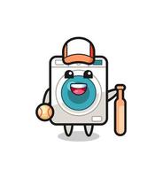 personagem de desenho animado da máquina de lavar como jogador de beisebol vetor