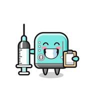 ilustração de mascote de torradeira como médico vetor