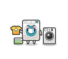 desenho de mascote da máquina de lavar com máquina de lavar vetor