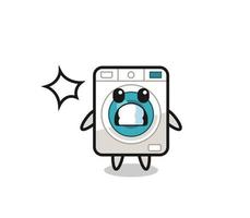 desenho de personagem de máquina de lavar com gesto chocado vetor