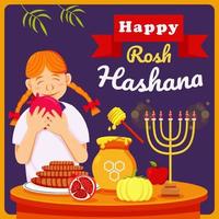 feliz Rosh Hashaná, doce menina judia. adequado para eventos vetor