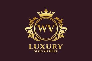 modelo de logotipo de luxo real carta inicial wv em arte vetorial para projetos de marca de luxo e outras ilustrações vetoriais. vetor