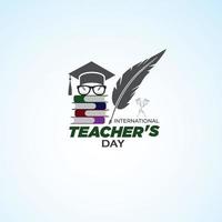 dia mundial do professor. ilustração vetorial de 5 de outubro com equipamento escolar para pôster, folheto, banner e cartão de felicitações. vetor