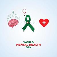 conceito de dia mundial da saúde mental. 10 de outubro. modelo para plano de fundo, banner, cartão, pôster. ilustração vetorial. vetor
