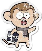 vinheta angustiada de um macaco chocado de desenho animado vetor