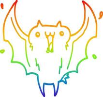 desenho de linha de gradiente de arco-íris desenho animado morcego vampiro feliz vetor