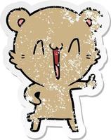 vinheta angustiada de um desenho animado de urso feliz vetor