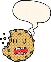 biscoito de desenho animado e bolha de fala no estilo de quadrinhos vetor