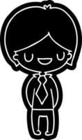 ícone de desenho animado de um menino bonito kawaii vetor