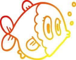 peixe de desenho animado de desenho de linha de gradiente quente vetor