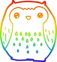 linha de gradiente de arco-íris desenhando uma linda coruja de desenho animado vetor