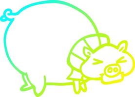 desenho de linha de gradiente frio desenho animado porco gordo vetor