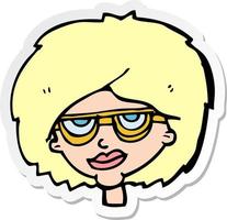 adesivo de uma mulher de desenho animado usando óculos vetor