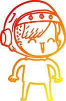 linha de gradiente quente desenhando garota de espaço de desenho animado feliz vetor
