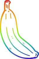 desenho de linha de gradiente de arco-íris desenho de banana vetor