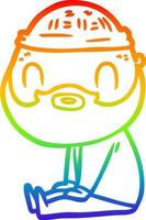 desenho de linha gradiente arco-íris desenho animado homem barbudo vetor