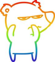 desenho de linha de gradiente de arco-íris desenho de urso raivoso polar vetor