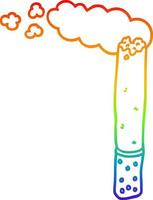 cigarro de desenho de desenho de linha de gradiente de arco-íris vetor