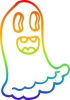 desenho de linha de gradiente de arco-íris desenho animado fantasma assustador vetor