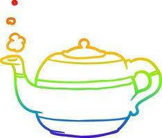 bule de chá de desenho de linha gradiente arco-íris vetor