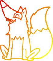 desenho de linha gradiente quente desenho animado raposa feliz vetor