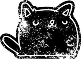 ícone grunge de gato kawaii fofo vetor